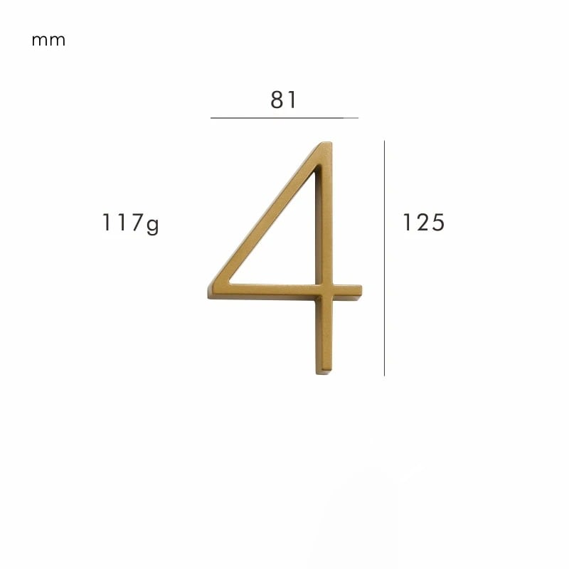 Durable metal address sign: a rectangular brass plate with a smooth satin finish.