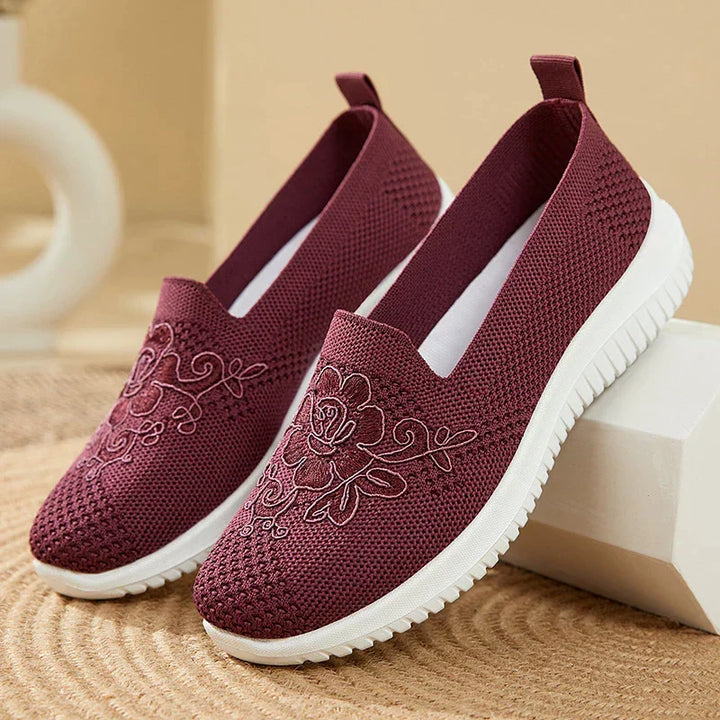 Lightweight BreezeWalk women's sandals with beautiful embroidery, breathable design, and superior comfort.