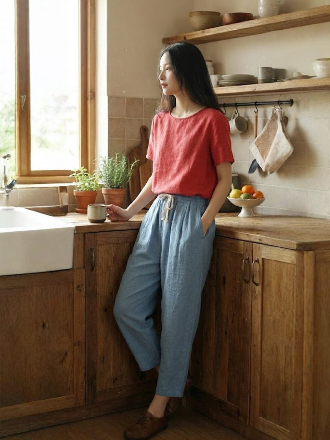 Women's Linen Drawstring Pants