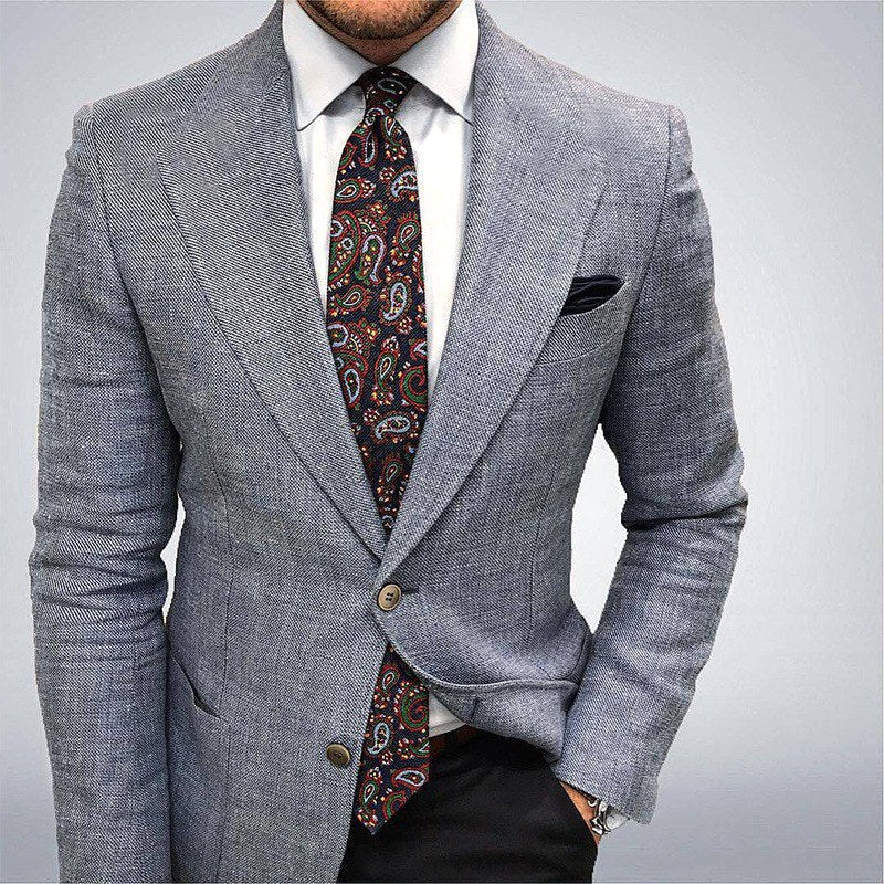 Stylish men's tailored blazer with a sophisticated textured finish. Ideal smart jacket for business meetings & events.