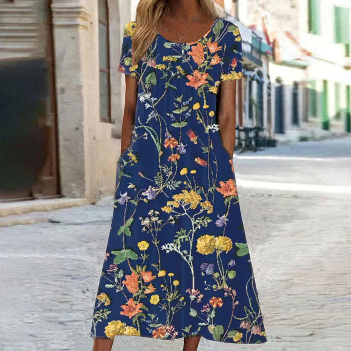Briar | Women's Floral Short Sleeve Midi Dress - Floral Print - Image 1