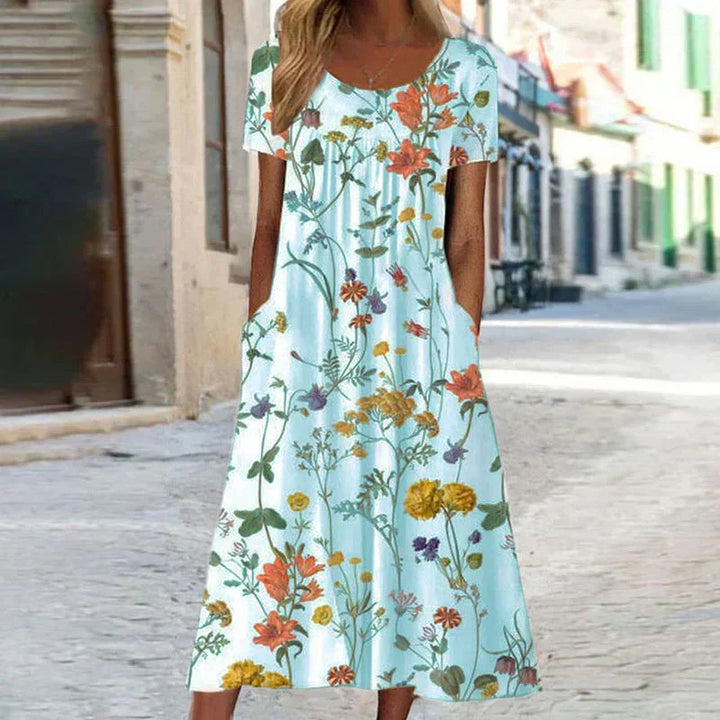 Briar | Women's Floral Short Sleeve Midi Dress - Floral Print - Image 2