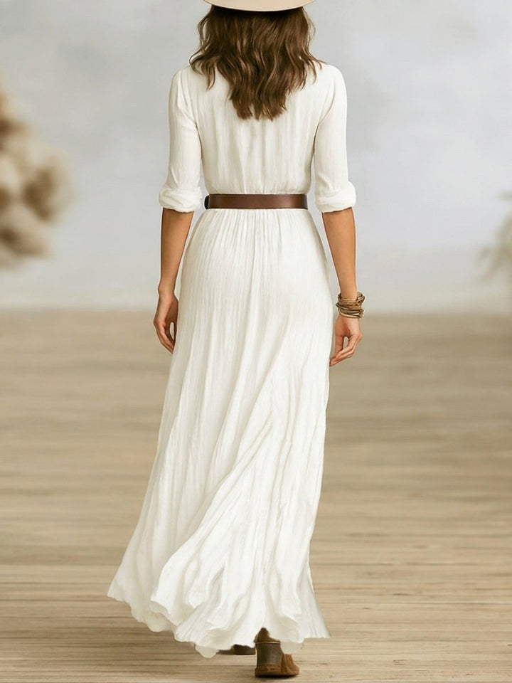 Chic button-up maxi dress for women, featuring a stylish front slit, ideal for evening or party wear.