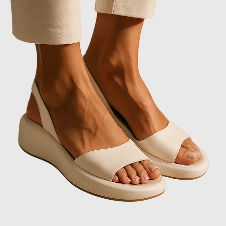 Briony | Women's Open Toe Slide Sandals - Orange - Image 2