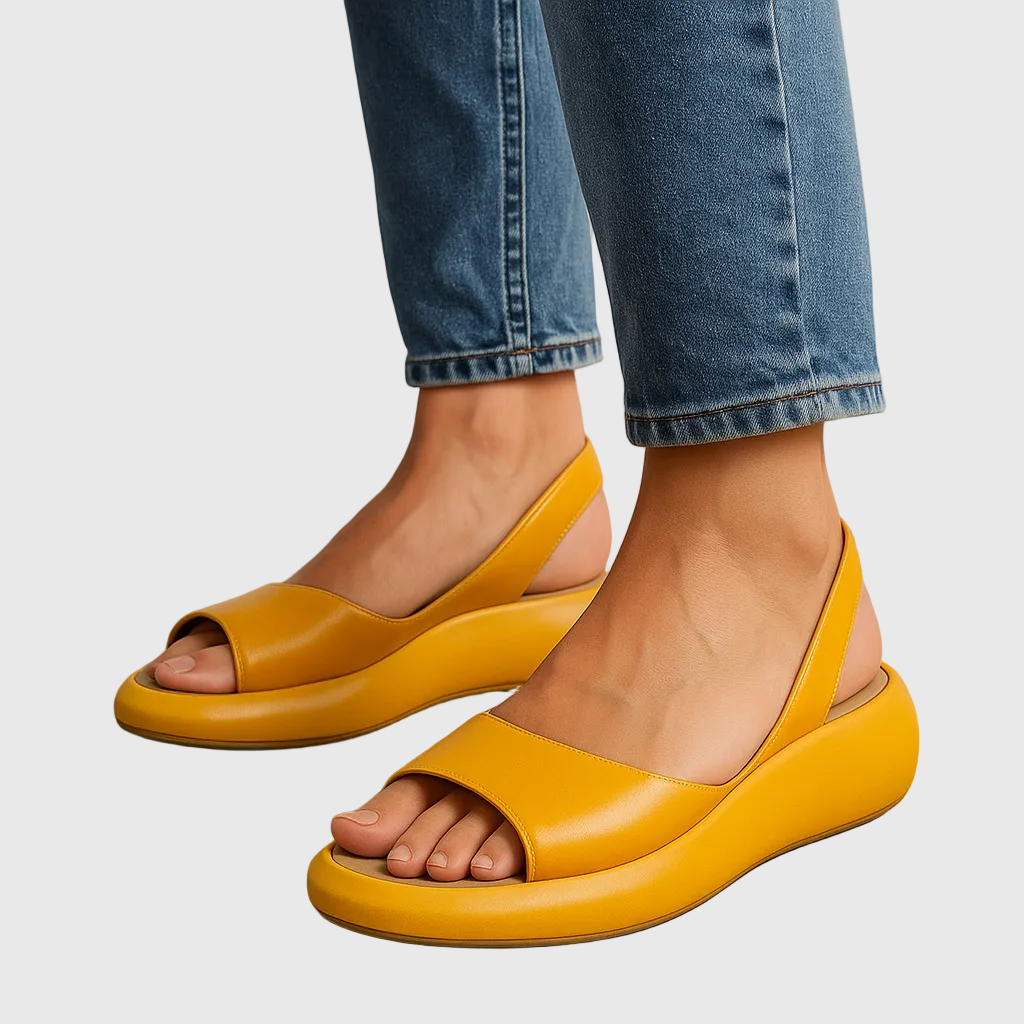 Briony | Women's Open Toe Slide Sandals - Orange - Image 3