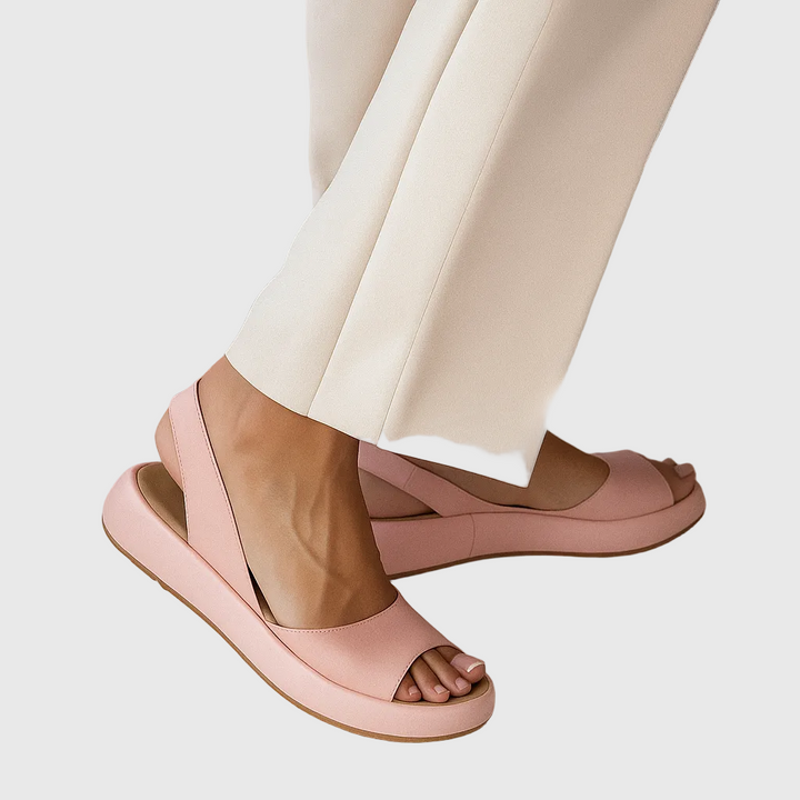Briony | Women's Open Toe Slide Sandals - Orange - Image 4