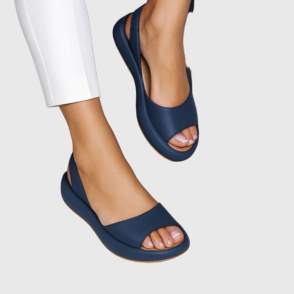 Briony | Women's Open Toe Slide Sandals - Orange - Image 5