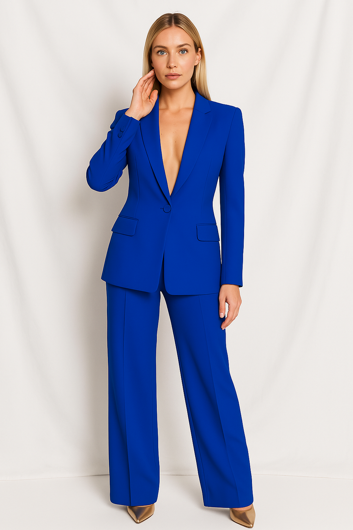 Bronte | Women's Yellow Long Sleeve Blazer Pants Suit Set - Yellow - Image 3