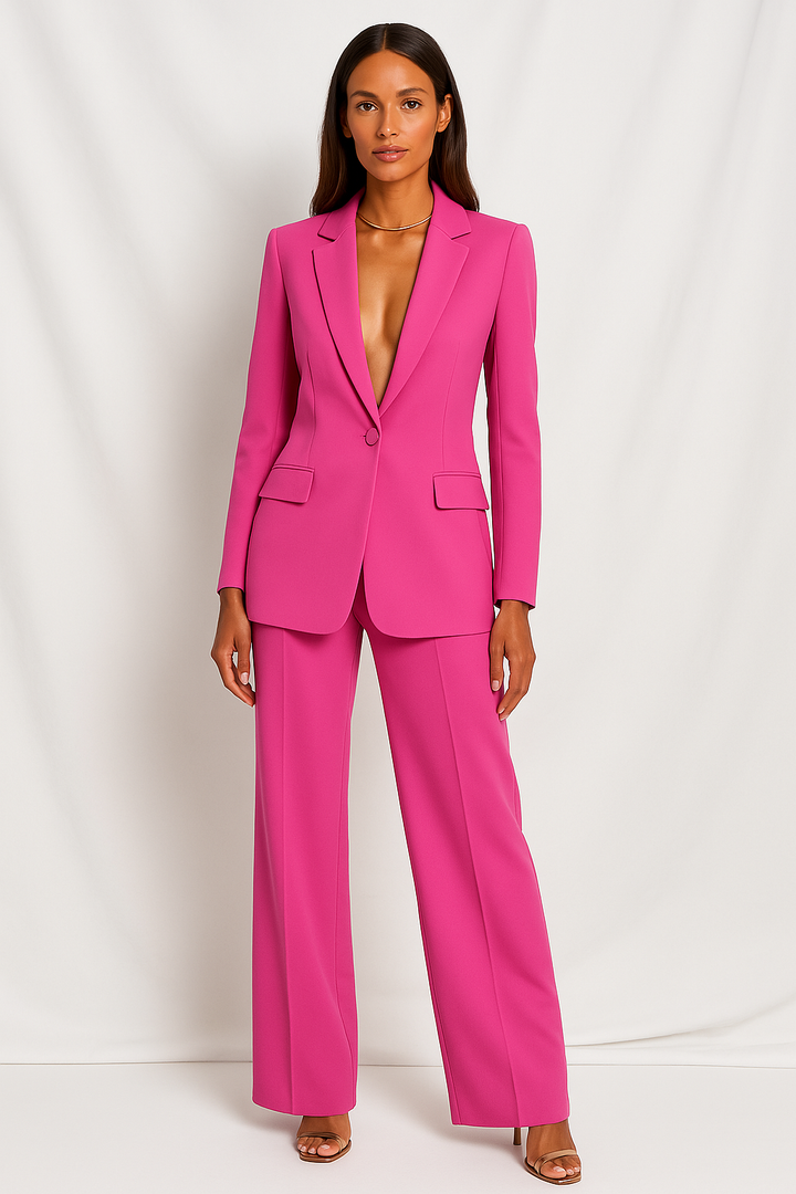 Bronte | Women's Yellow Long Sleeve Blazer Pants Suit Set - Yellow - Image 9