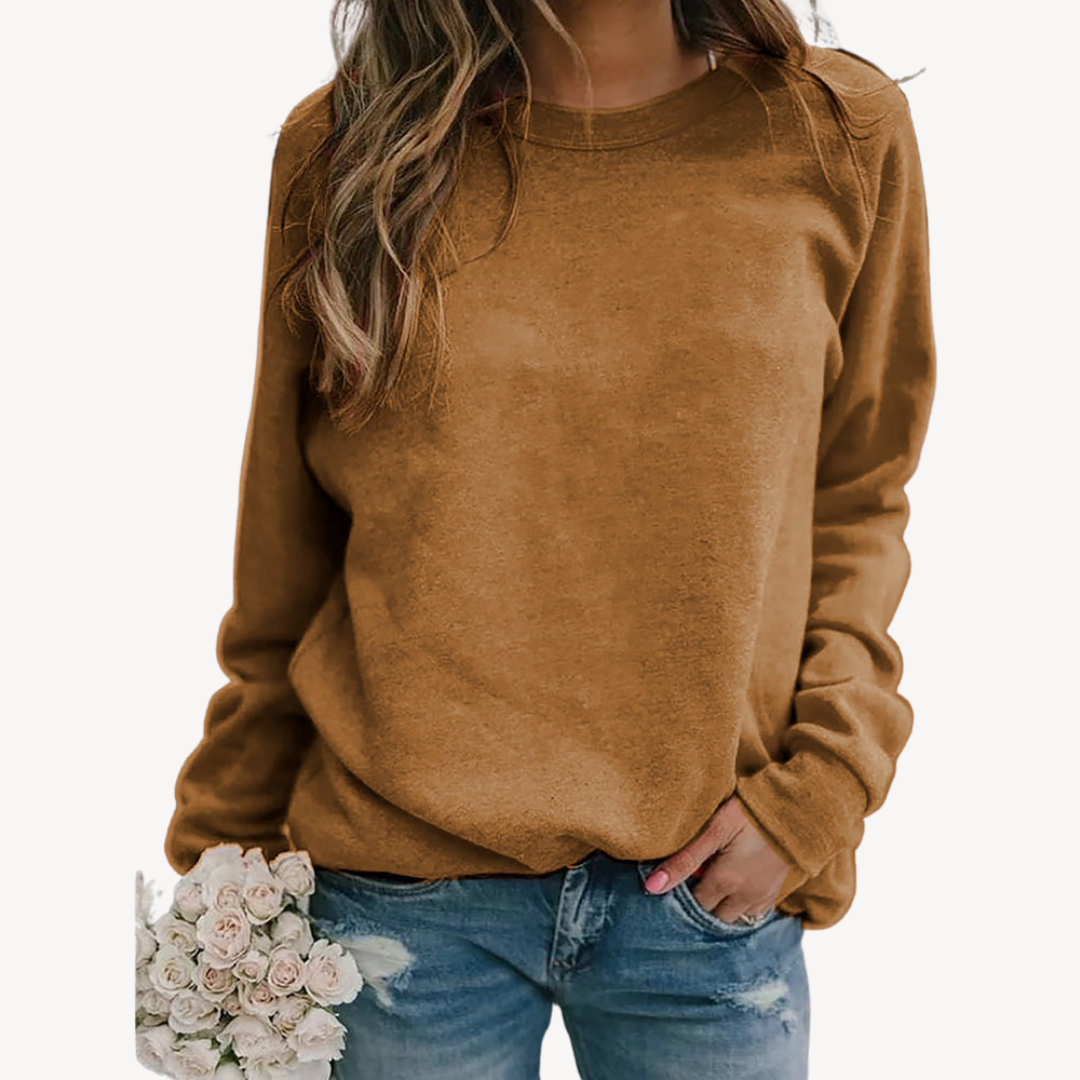 Everyday women's relaxed fit crew neck pullover sweatshirt for versatile casual and lounge wear.