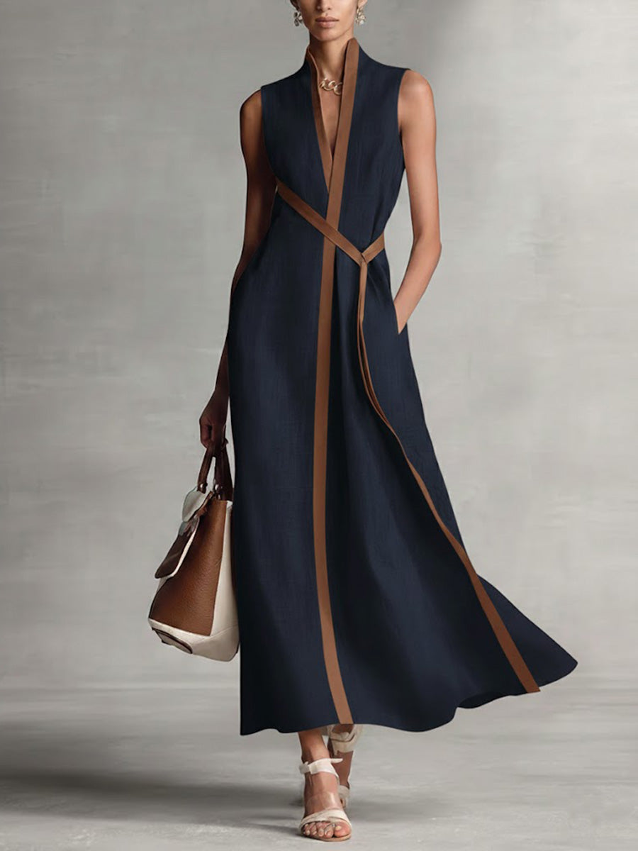 Brynlee | Women's Wrap Sleeveless Maxi Dress - Navy - Image 1