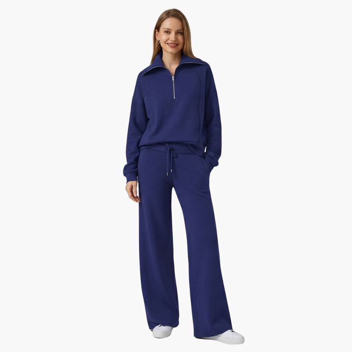 Bryony | Women's Half Zip Tracksuit Set - Navy - Image 2