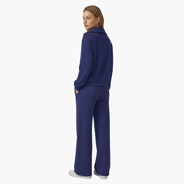 Bryony | Women's Half Zip Tracksuit Set - Navy - Image 3
