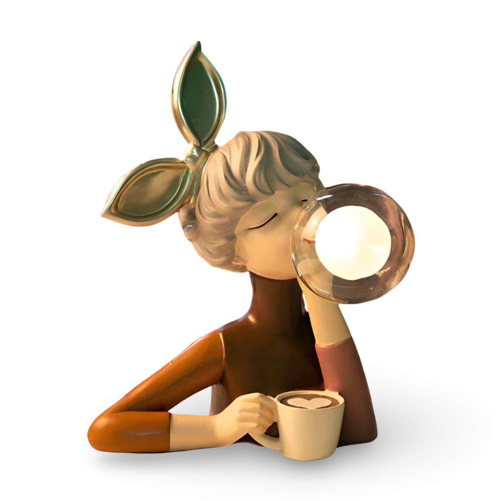 Enchanting girl figurine LED table lamp, a whimsical decorative accent light for unique home decor.