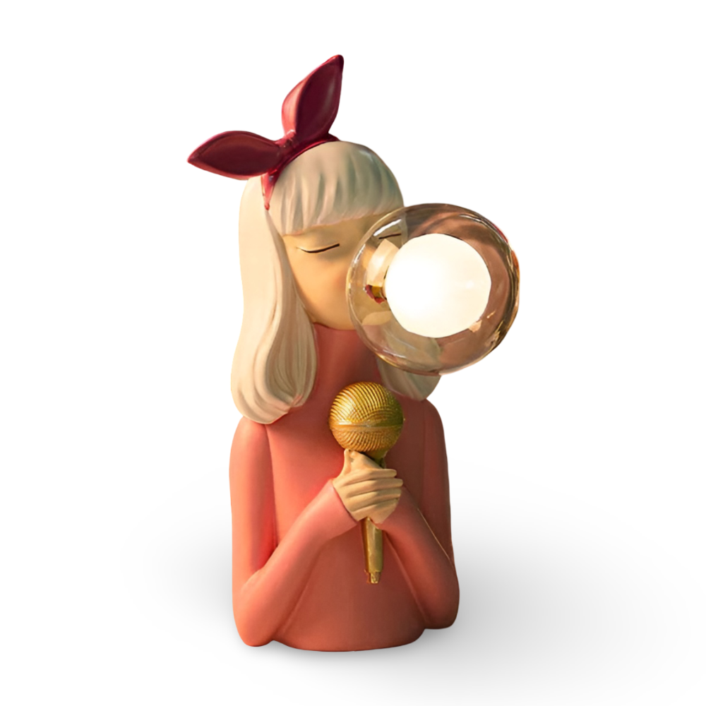 Decorative LED table lamp featuring a charming girl figurine, ideal fairy light for kids' room decor.