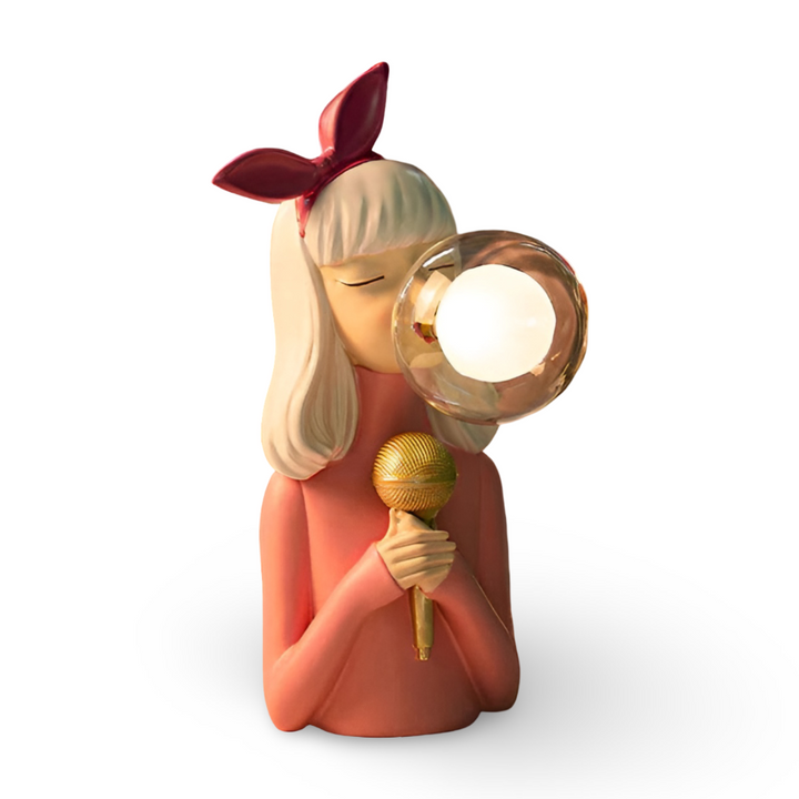 Decorative LED table lamp featuring a charming girl figurine, ideal fairy light for kids' room decor.