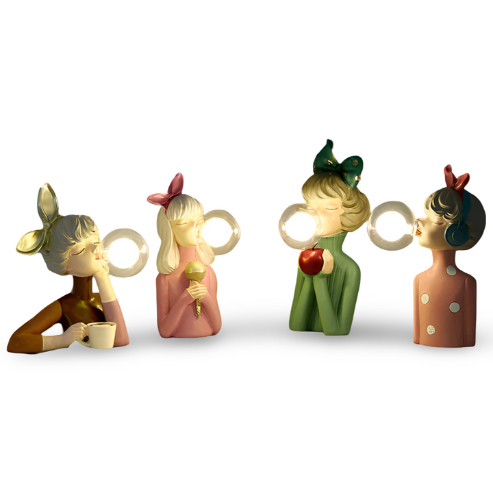 Enchanting girl figurine LED table lamp, a soft accent light and magical addition to kids' room decor.
