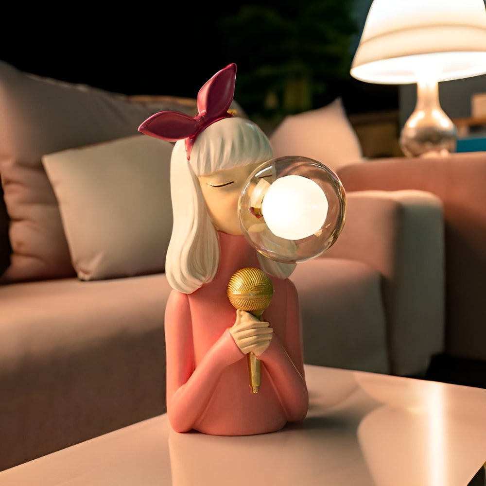 Bright LED table lamp showcasing an enchanting girl figurine, a beautiful decorative accent for home.