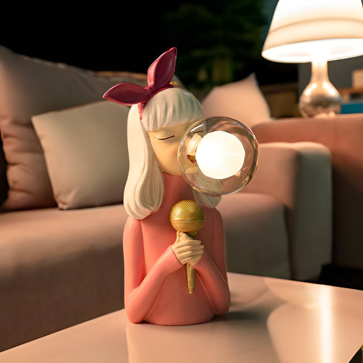 Bright LED table lamp showcasing an enchanting girl figurine, a beautiful decorative accent for home.