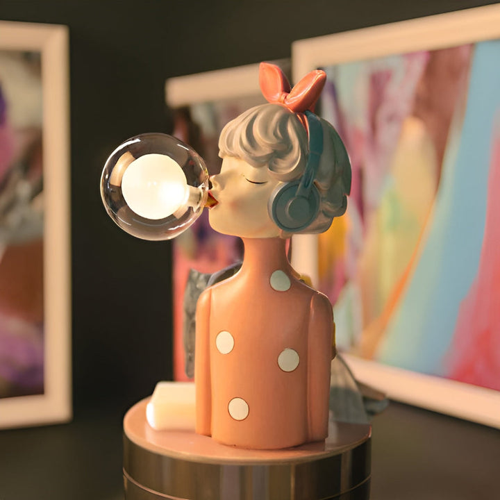 Charming girl figurine LED table lamp, perfect as a whimsical gift or unique kids' room decorative light.