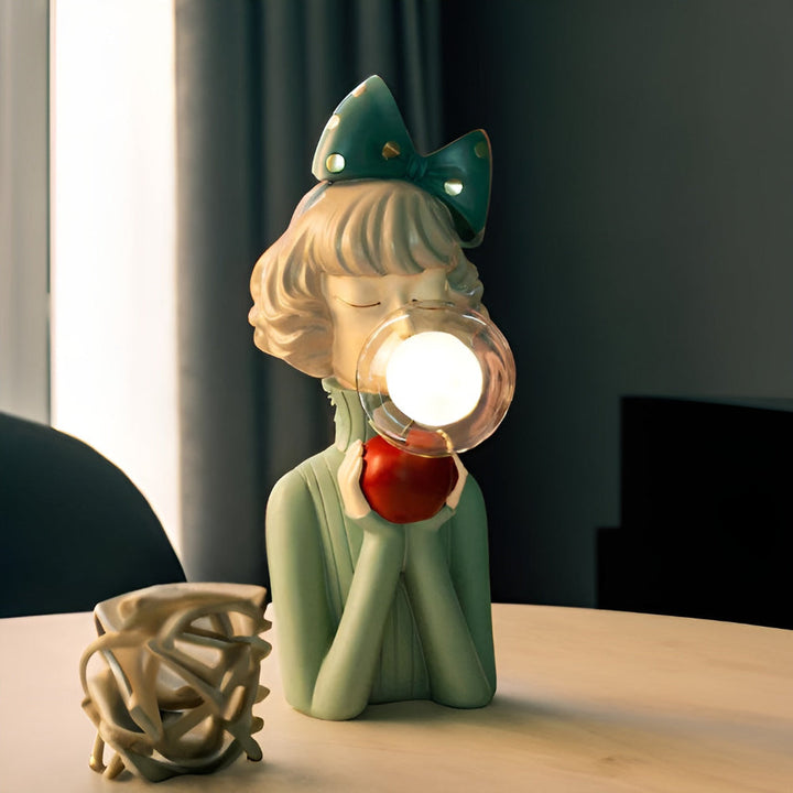 Enchanting girl figurine LED table lamp, decorative accent light with a whimsical touch for home decor.