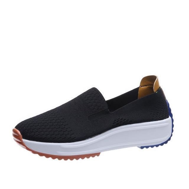 Women's health-focused slip-on bunion sneakers, wide toe box for comfort & foot pain relief.