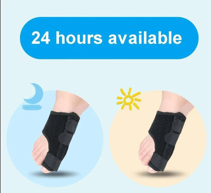 Flexible bunion splint for corrective toe alignment, easing hallux valgus discomfort & foot pain.