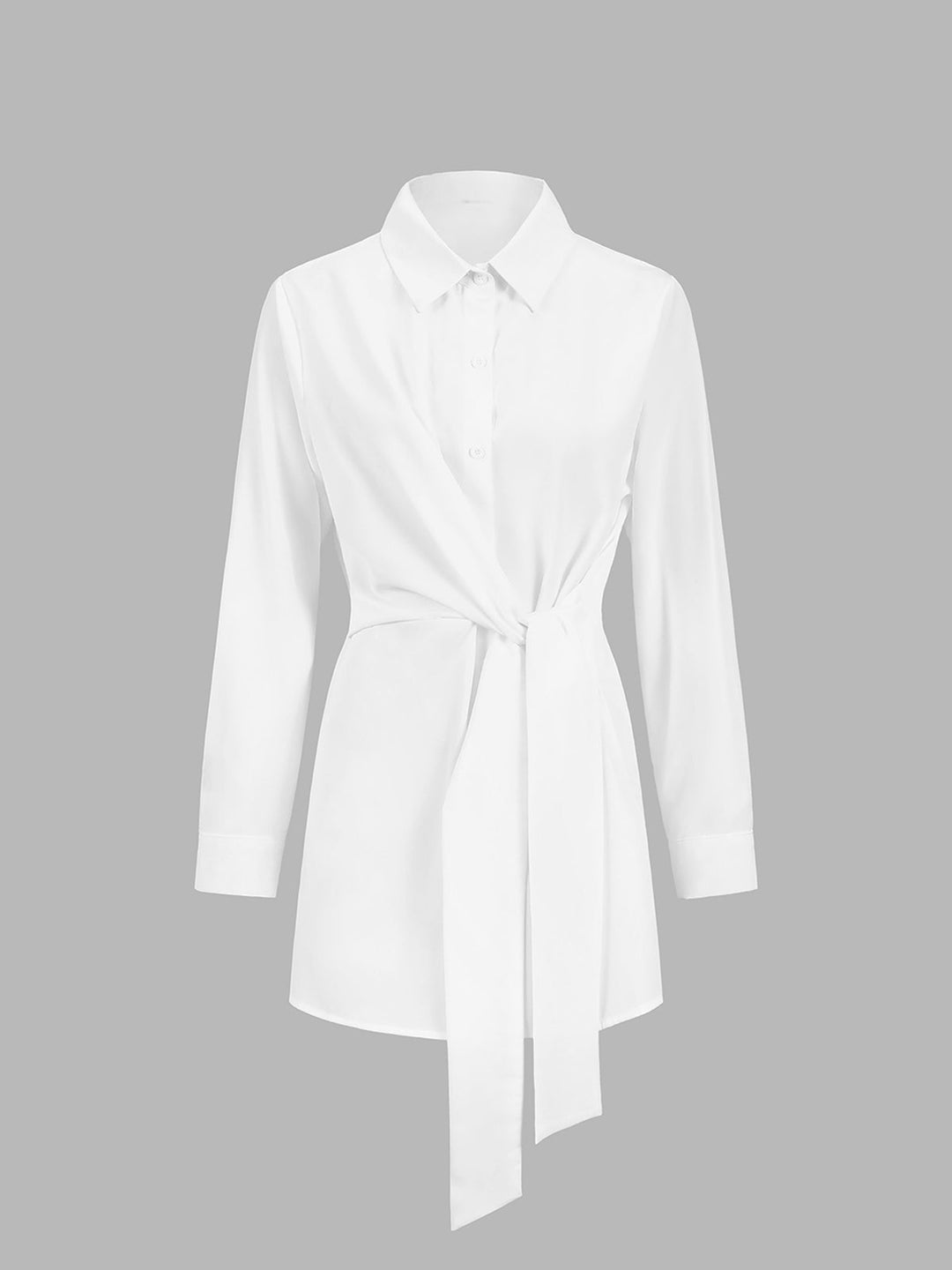 Tie Front Button Down Shirt - White