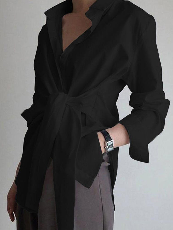 Tie Front Button Down Shirt - White