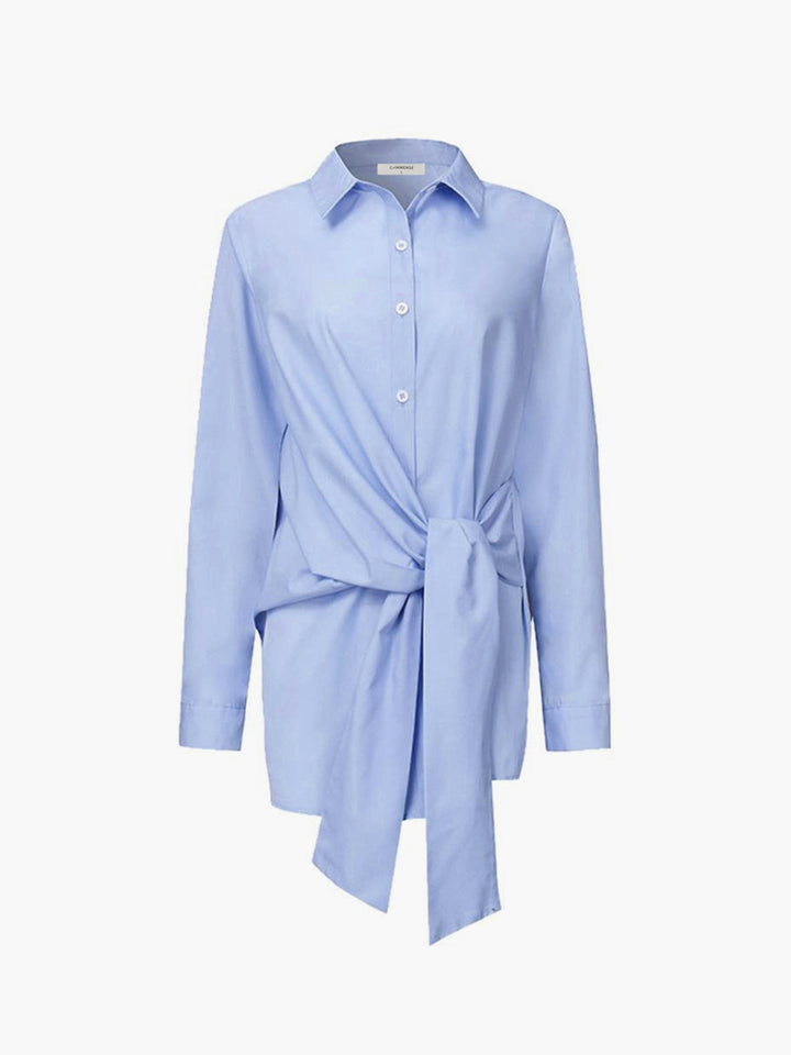Tie Front Button Down Shirt - White