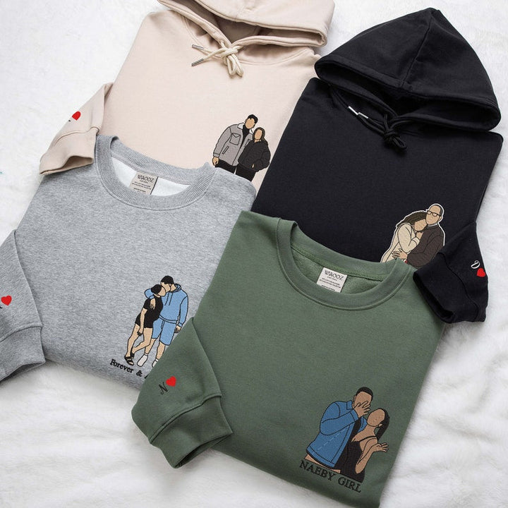 Unisex personalized photo hoodie. Embroidered dad gift, unique Father's Day sweatshirt.