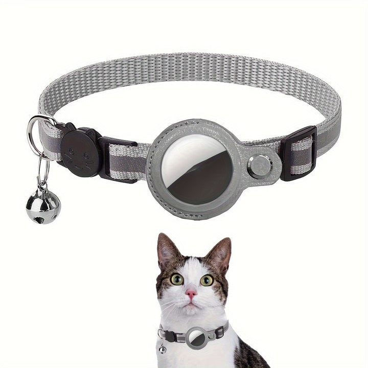 Lightweight reflective cat collar with quick-release safety buckle and bell, perfect for active cats.