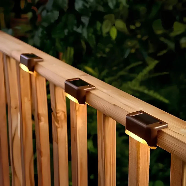 Warm glow solar garden lights, no wiring, for outdoor steps & paths.