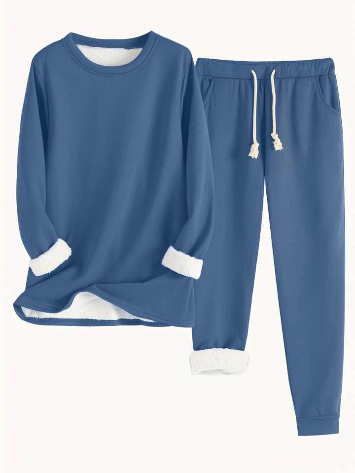 Versatile women's comfy two-piece outfit; a soft fabric matching set perfect for any casual occasion.