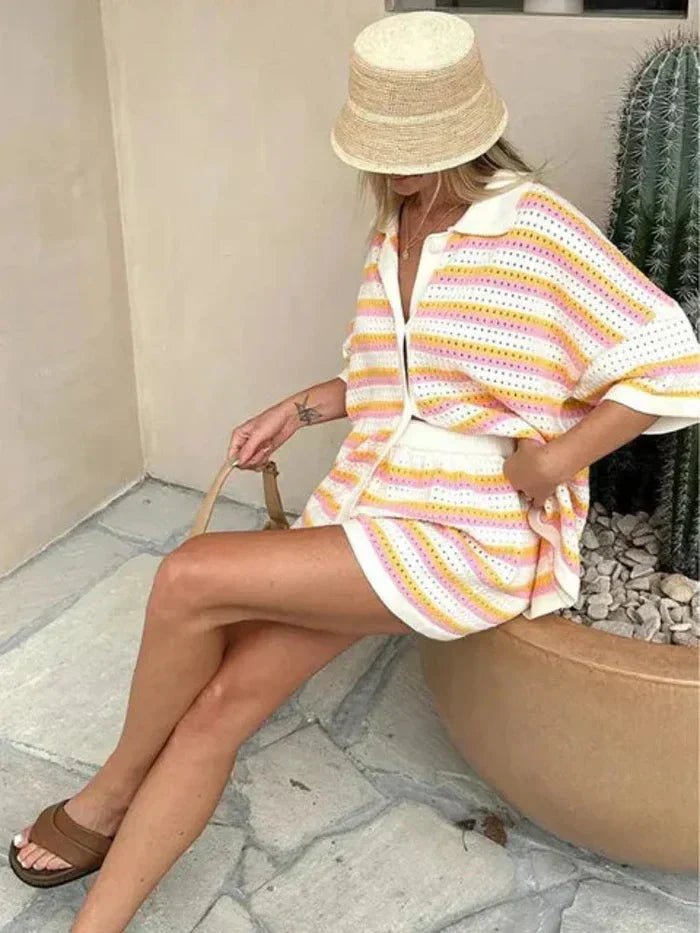Comfortable women's relaxed two-piece set. Soft fabric, perfect loungewear, summer outfit, or casual style.