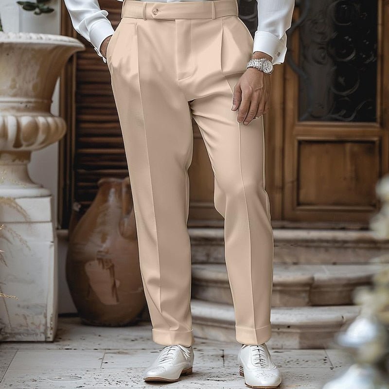 Versatile men's straight-leg pants, comfortable and stylish for office wear or formal occasions.