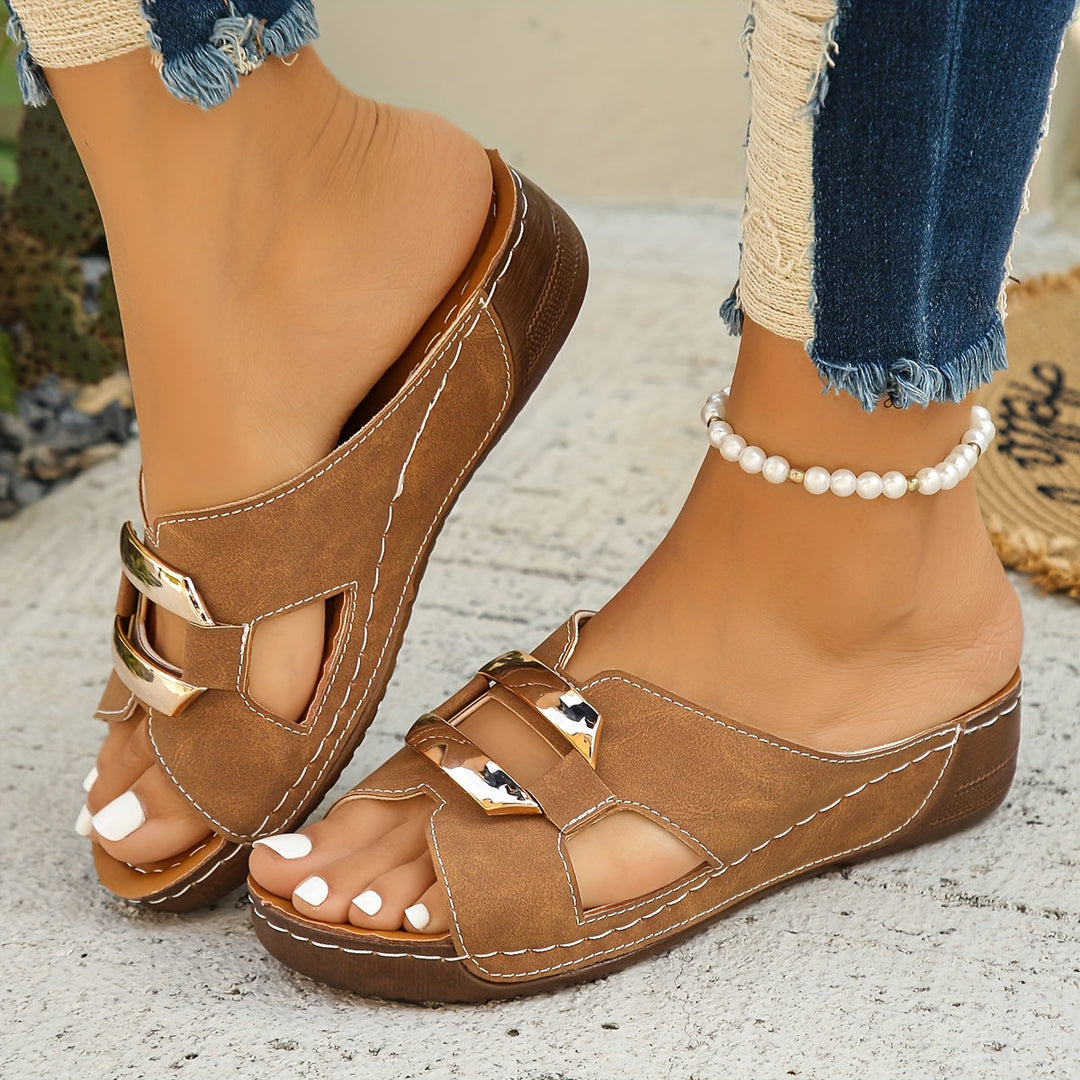 Women's Slide Sandals with Buckle