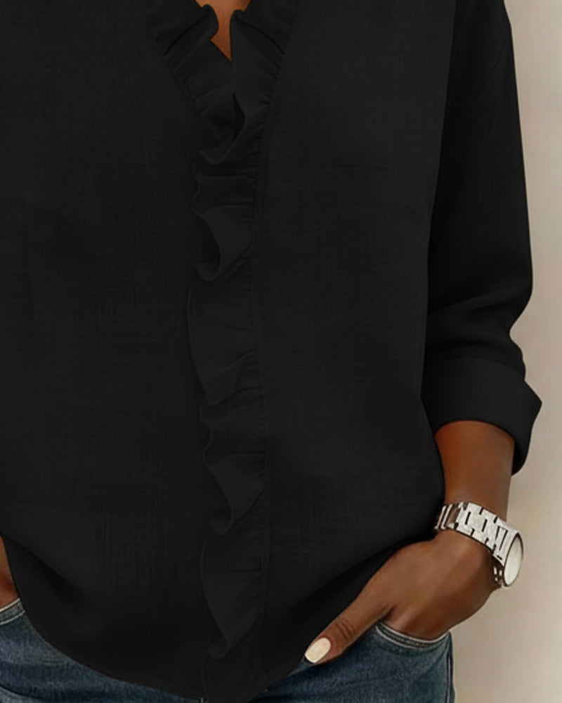 Women's Ruffle V-Neck Blouse