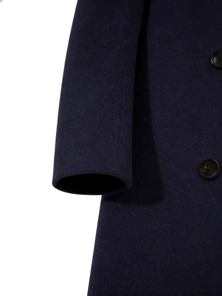 Classic long trench coat for men, tailored fit, ideal for elegant autumn & winter outerwear.