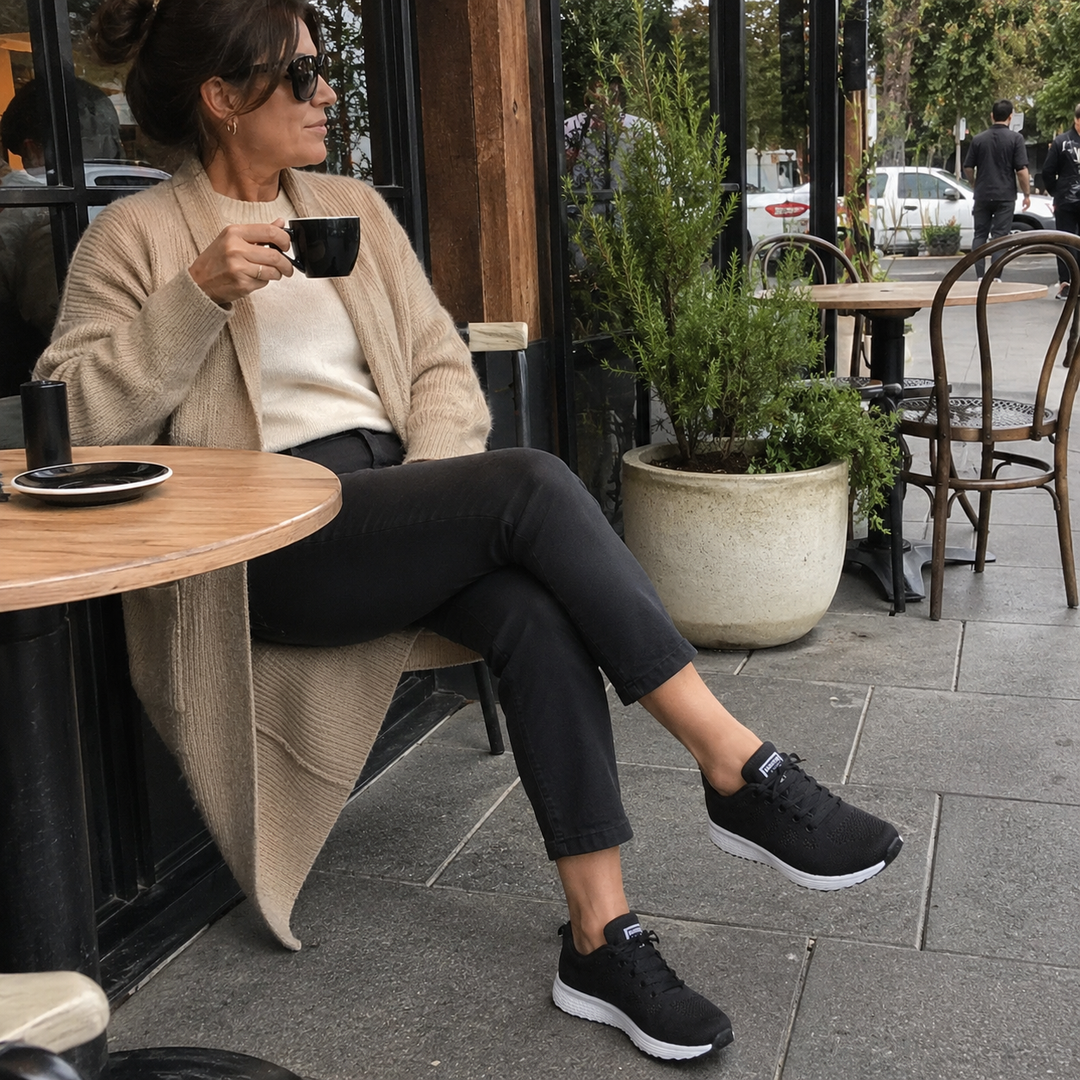Water-resistant women's orthopedic work shoes, slip-resistant for kitchen or medical settings.