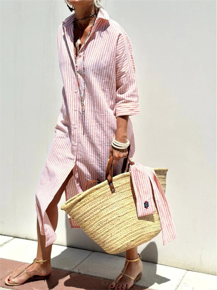 Women's Lightweight Striped Midi Dress