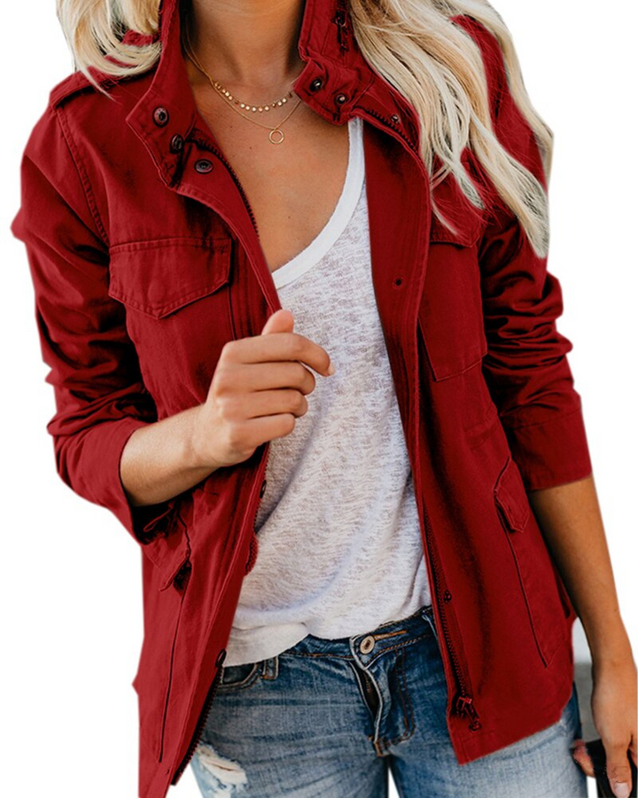 Calliope | Women's Utility Zip Jacket - Khaki - Image 5