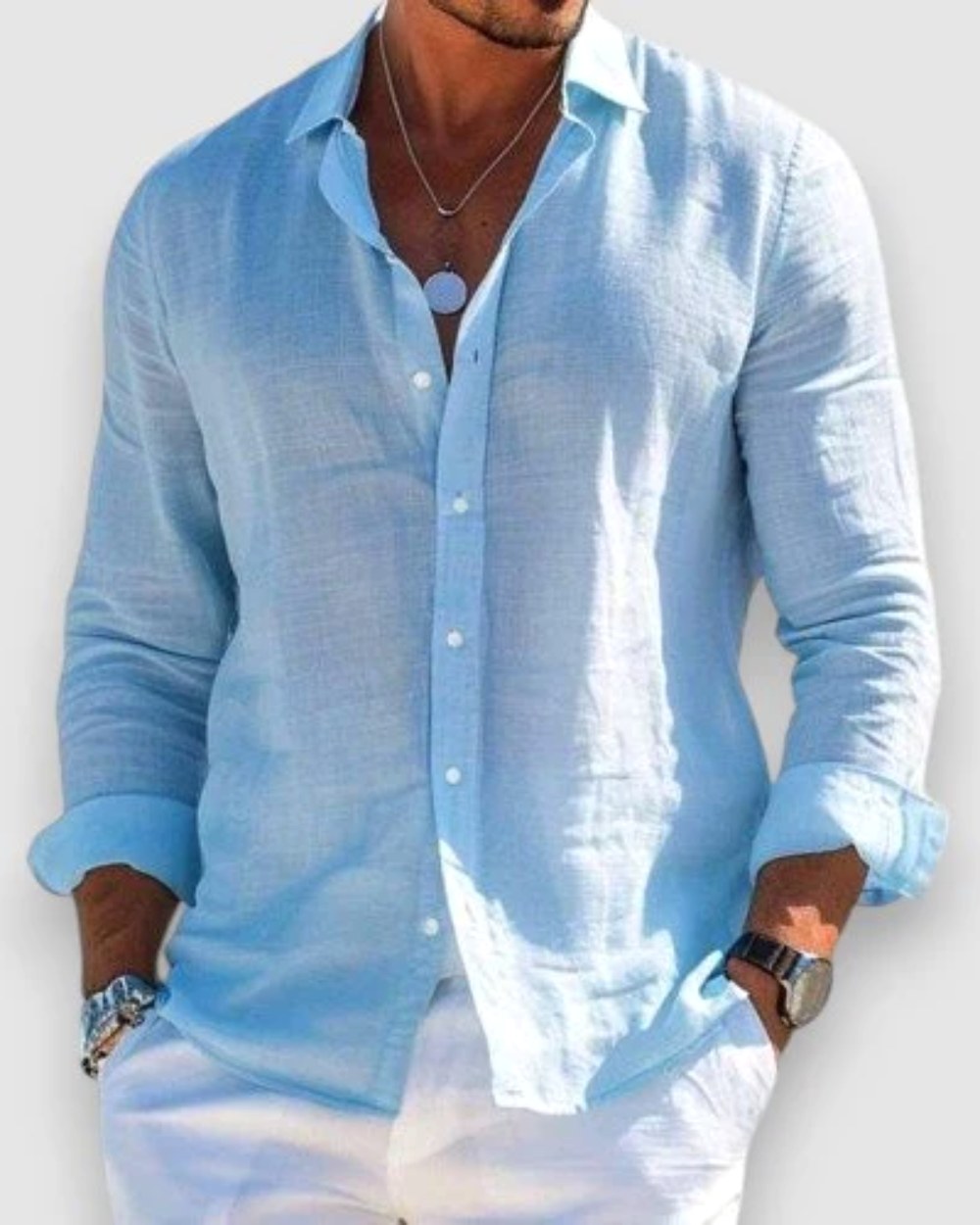 Breathable men's short sleeve shirt, perfect for casual summer wear and everyday comfort.