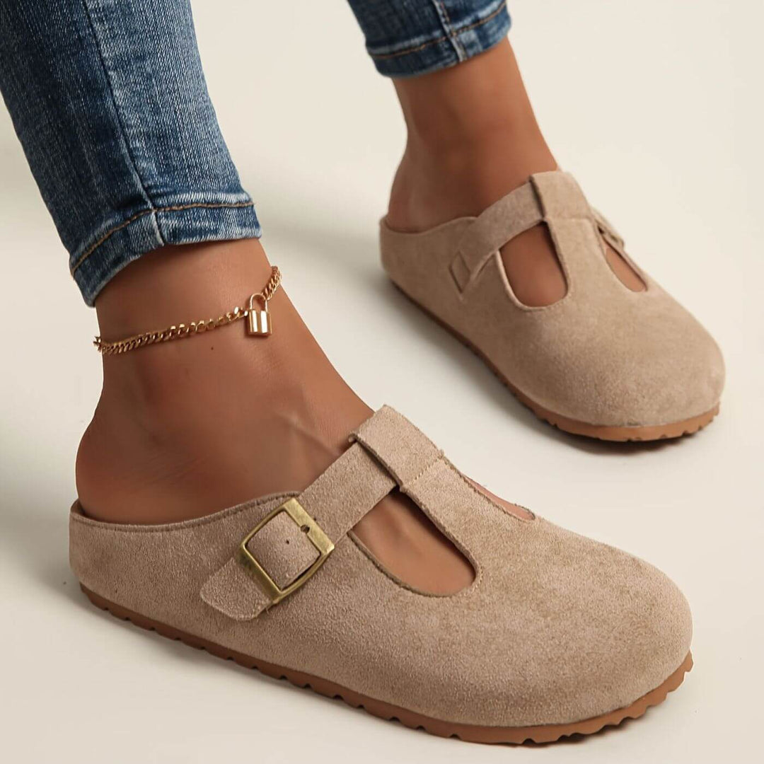Calypso | Women's Buckle T-Bar Closed Toe Clogs - Yellow - Image 3