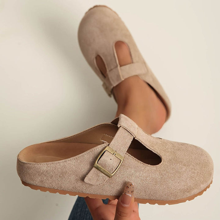 Calypso | Women's Buckle T-Bar Closed Toe Clogs - Yellow - Image 5