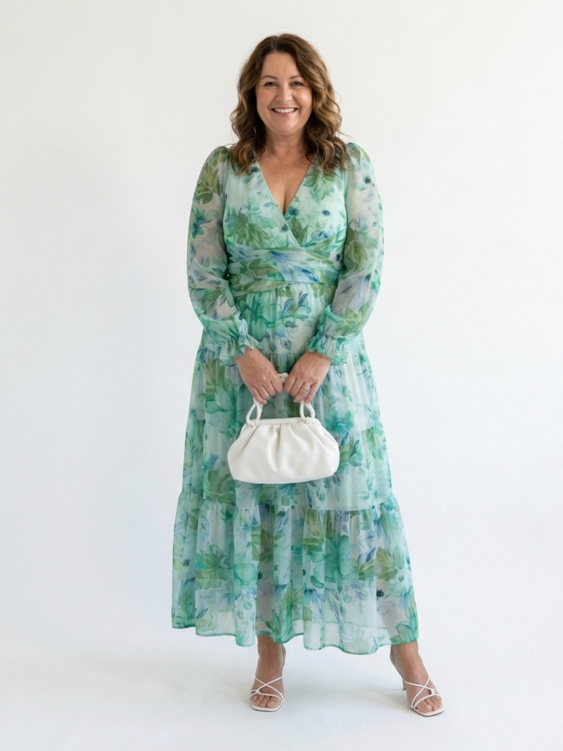 Camellia | Women's Floral Wrap Long Sleeve Maxi Dress - Floral - Image 3