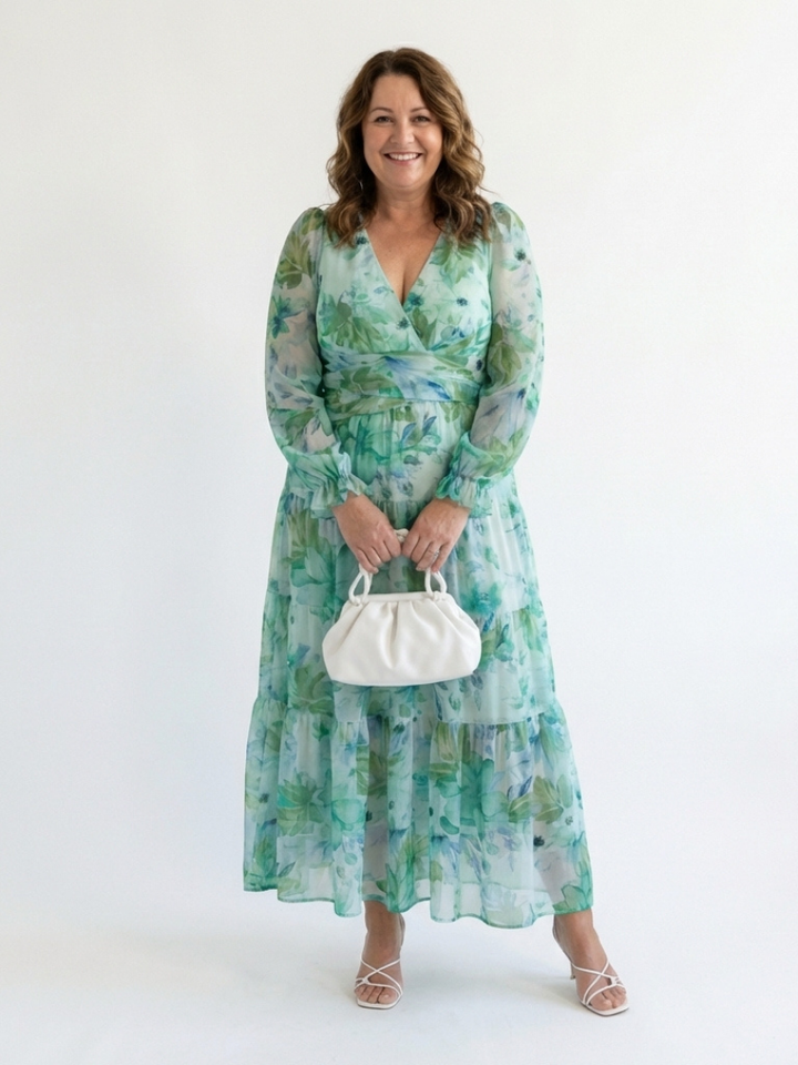 Camellia | Women's Floral Wrap Long Sleeve Maxi Dress - Floral - Image 3