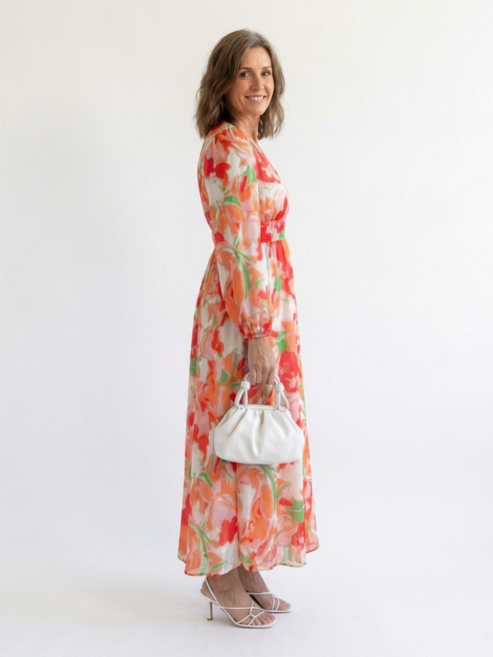 Camellia | Women's Floral Wrap Long Sleeve Maxi Dress - Floral - Image 7