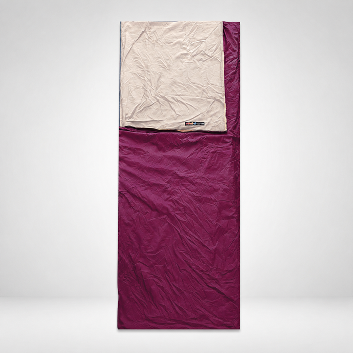 Portable travel sleep liner with pillowcase for hygienic sleep, camping, & backpacking.