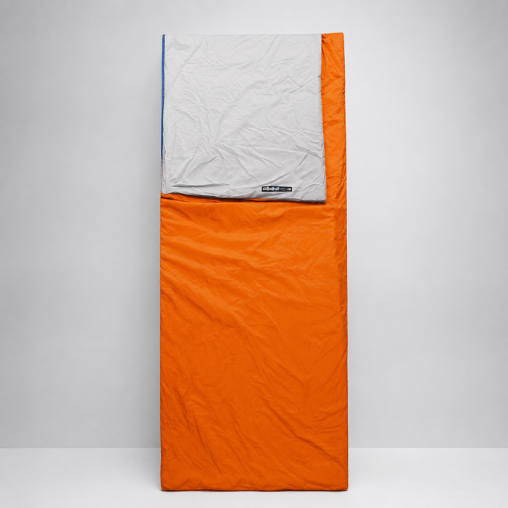 Sleeping bag accessory: lightweight travel liner with pillowcase for hygienic sleep during outdoor adventure.